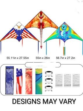 3 Pack Delta Kites Easy Fly for Kids Adults Beach & Park New